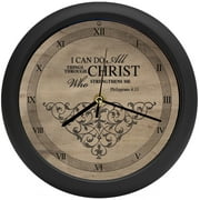 I Can Do All Things Inspirational Natural Brown 8 inch Three Hymn Sound Clock