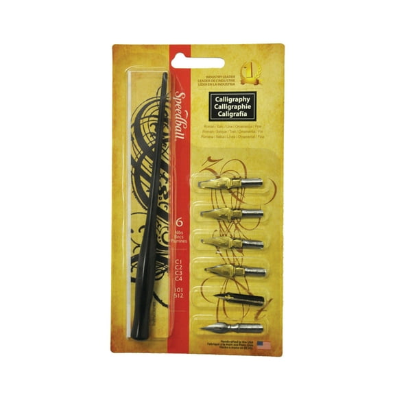 Speedball Calligraphy Pen Set, 6 Dip Pen Nibs & Holder