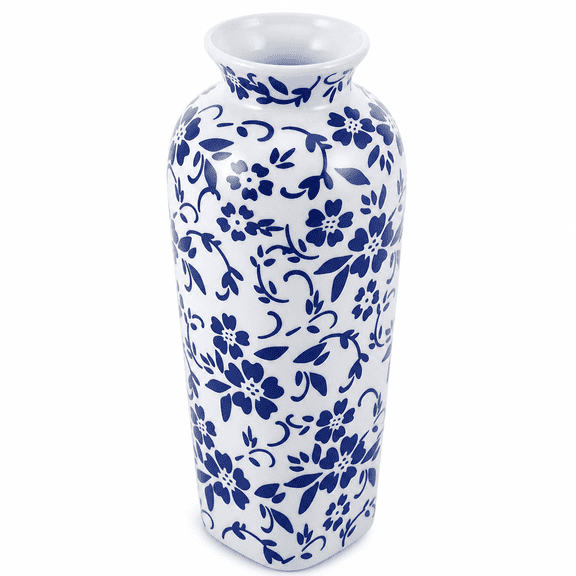 Florvian Ceramic Vase Blue and White Porcelain Handmade Decorative Flower Vase Table Centerpiece for Living Room Home Decor Office