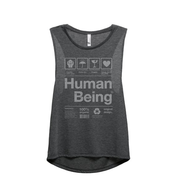 Human Being Women's Fashion Sleeveless Muscle Workout Yoga Tank Top Charcoal Grey Small