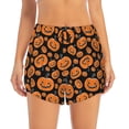 thumbnail image 2 of KLL Halloween Pumpkins Pattern Shorts Women,Athletic Shorts High Waisted Running Shorts Pocket Sporty Short Gym Elastic Workout Shorts-Large, 2 of 7