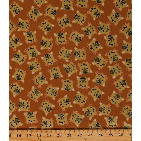Cotton Jaguars Animals Leopard Cats Type Kind African Spotted Gold Cotton Fabric Print by the Yard (SC10840)