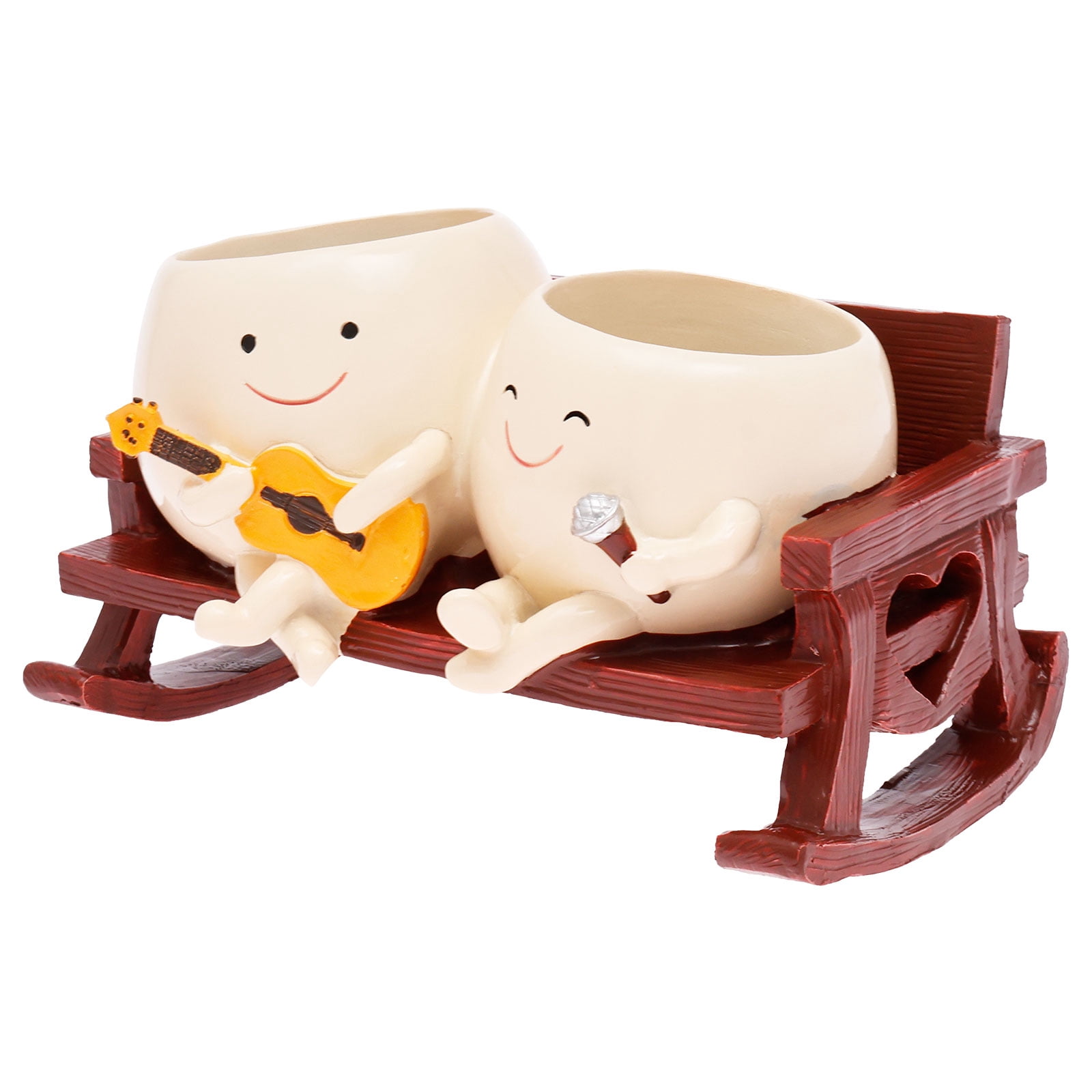 Smily Face Planter Pot Cute Resin Flower Head Planters for Indoor Outdoor Unique Sit Rocking Chair Succulent Pots Gift IdeaI