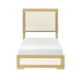 thumbnail image 4 of Contemporary Twin Bed Frame w/ LED Headboard - Natural &amp; White Wood Bedroom Furniture. 42.5" Wide, Panel Design, Scratch-Resistant. Box Spring Required., 4 of 11