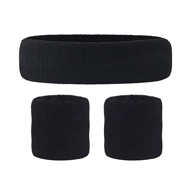Conjunto de pulsera y diadema negra Conjunto de pulsera y diadema deportiva para hombres y mujeres que corren