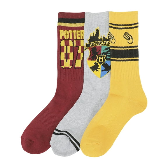 Harry Potter Quidditch Men's 3-Pair Pack Athletic Crew Socks