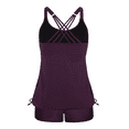 thumbnail image 6 of Firpearl Womens Tankini Swimsuits with Shorts Strappy Back Two Piece Bathing Suit Drawstring Tummy Control Swimwear, 6 of 7