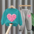 thumbnail image 2 of FINALGANG Valentine's Day Boys Kids Heart Prints Tracksuit Long Sleeve Crewneck Relaxed Fit Pullover Elastic Waisted Joggers For Daily Outdoor Wear Cozy Outfit, 2 of 3