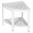 thumbnail image 4 of DEXTRUS Poly Lumber Shower Bench 18" Shower Stool Corner Bench with Storage Shelf, Wood Texture Corner Seat for Bathroom, Spa, Corner Shower Stool for Bathroom Living Room (White), 4 of 10