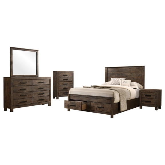 Woodmont 5-piece Eastern King Platform Bedroom Set Rustic Golden Brown