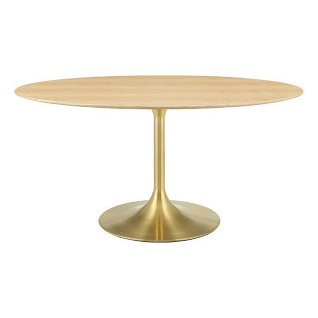 Pemberly Row Table à Manger Ovale Moderne en Bois/métal de 60 Pouces en Naturel/or