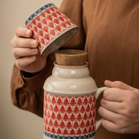 WRITWAA 1 Set Of Ceramic Water Carafe And Mug Vintage Style Cold Drink Storage For Family Gatherings 5.5*4.8*4.5in