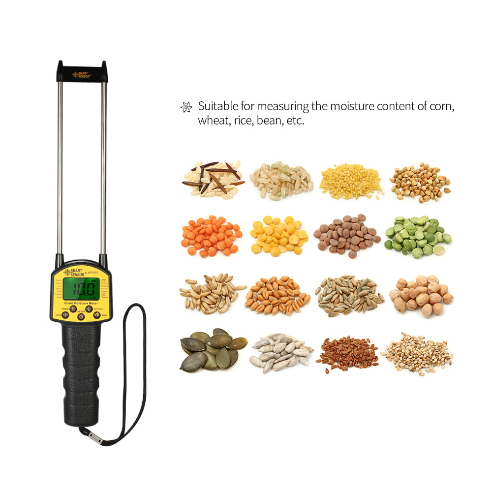 Tester Multifunctional Fibre Grain Moisture Meter Water Content Analyzer Humidity Meter Digital LCD Tool for Rice Bean for Corn Wheat for Peanut Soybean 