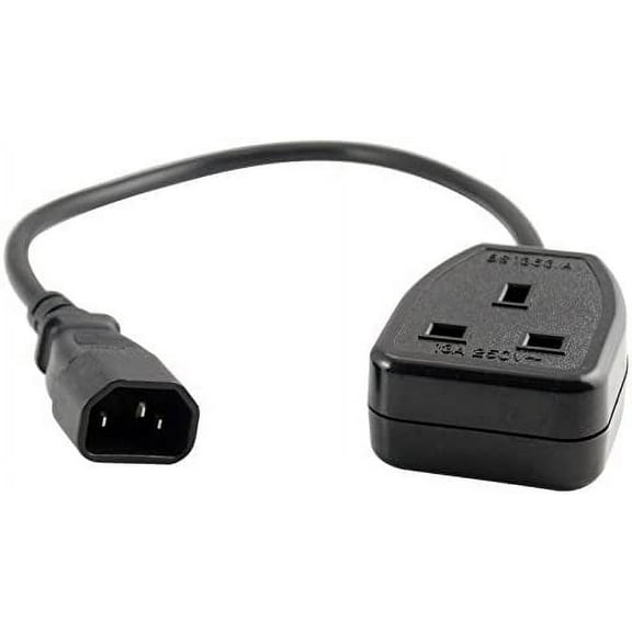 Toptekits PDU/UPS Power Extension Cable 30cm/1ft,Quality UPS Power Cable IEC320 C14 Male Plug to UK 13A Female Socket BS1363