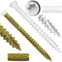 #9 x 3" Bronze Star Exterior Coated White Trim Head Wood Screw Torx/Star Drive Head (1 Pound - 84 Approx. Screw Count) - Multipurpose Exterior Coated Torx/Star Drive Wood Screws