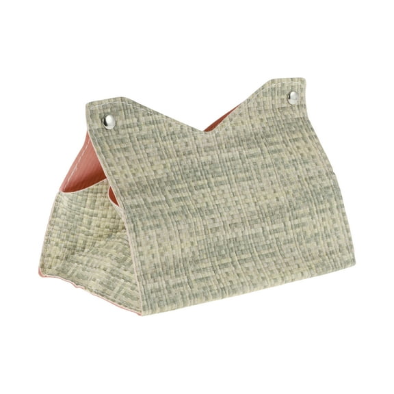 1Pc Durable Woven Pattern Tissue Box Cover for Living Room Table Desk Light Green PU