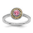 thumbnail image 2 of Auriga Fine Jewelry 925 Sterling Silver with 14K Pink Tourmaline Ring for Women Size-6, 2 of 6