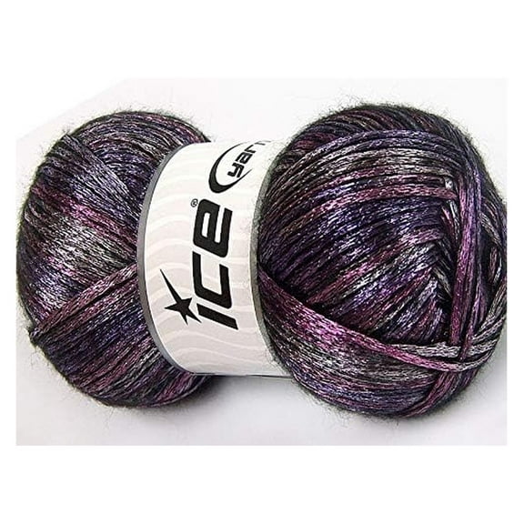 Glam Universe Pink, Black, Variegated Metallic Sheen Fuzzy Nylon Wool Blend Yarn, 100 Grams, 250 Yards