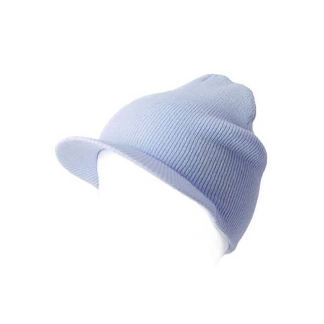 New Cuffless Acrylic Beanie Visor, Lt Blue