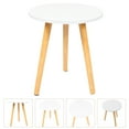 thumbnail image 1 of OULII 1Pcs Industrial Sofa Side Table Round White Wood Storage for Living Room, 1 of 8