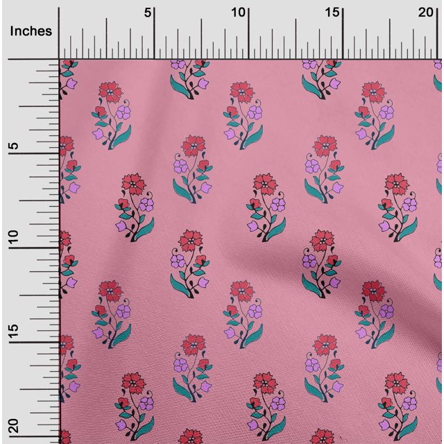 oneOone Polyester Lycra Fabric Leaves & Floral Block Print Fabric BTY 56 Inch Wide