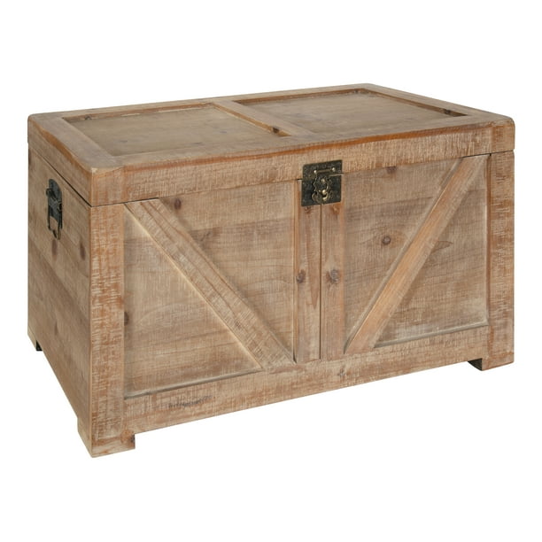 Kate And Laurel Cates Rustic Wood Trunk, Wooden Storage Chests And Trunks