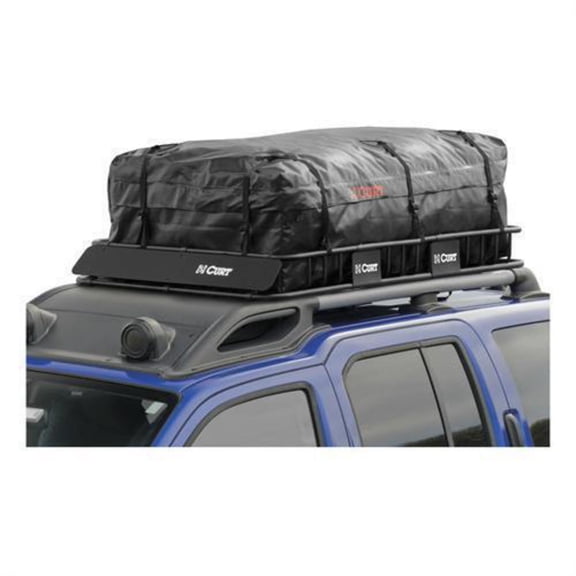 CURT 18221 59 x 34 x 18-Inch Weather-Resistant Black Vinyl Roof Rack Cargo Bag for Roof Basket