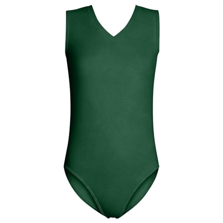 JCCXIN Toddler Girls Swimwear One-Piece Solid Color Athletic Summer Training Gymnastics Leotard Practice Water Sports Performance Funny Beach Beachwear Dark Green 9 Years-10 Years