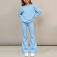 thumbnail image 6 of BXJX Girls Outfit Sets Size 10-12, 2 Piece Long Sleeve Causal Crew Neck Sweatshirt and Flare Pants Sets, 6 of 6