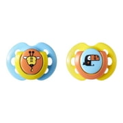 Tommee Tippee Fun Style Pacifiers, Symmetrical Design, BPA-Free Silicone Binkies, 0-6m, 2 Count, Colors and Designs Vary