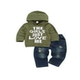 thumbnail image 2 of Baby Boy Hooded Sweatshirt+Jeans Letter Print Top Spring Autumn Outfits, 2 of 8