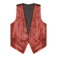 thumbnail image 5 of TiaoBug Men Women Sparkling Sequin Sleeveless Waistcoat Vest+Hat+Necktie for Disco Theme Party Red XL, 5 of 7