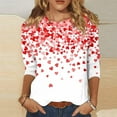 thumbnail image 2 of Resicozy Valentines Shirts For Women 3/4 Length Sleeve Valentine Day Top 2026 Love Heart Printed Graphic Pullover Watermelon Red M, 2 of 5