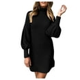 thumbnail image 1 of Fridja Robe Chandail à Col Roulé pour Femmes, Chandail à Manches Longues pour Dames, Mini Robes, 1 of 6