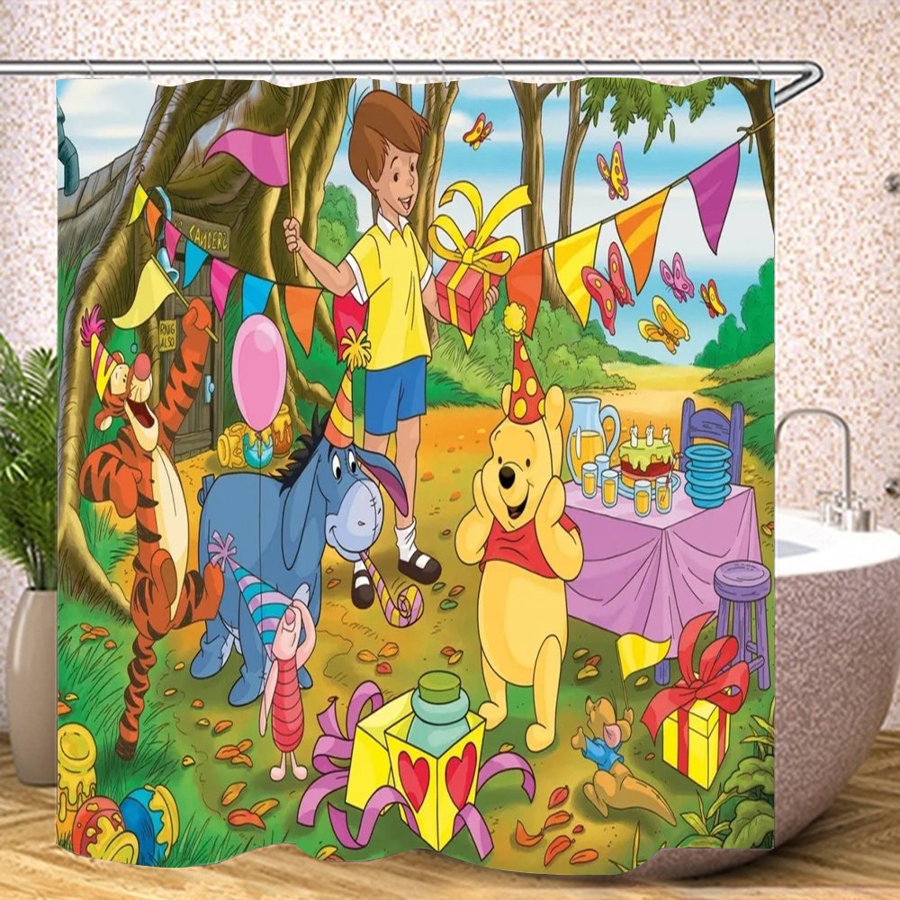 Shower Curtain L180*180cm Winnie the Pooh Bathroom Decor Winnie the