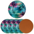 thumbnail image 2 of Dragonfly 6PCS Round Microfiber Leather Coasters, 11x11 cm/4.3x4.3 in, Drink Coasters for Home and Office, Set of 6 Coasters in Black Color, 2 of 6