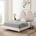 thumbnail image 2 of Tufted Platform Bed Frame, Twin Size, Velvet, Pink, Modern Contemporary Urban Design, Bedroom Master Guest Suite, 2 of 10