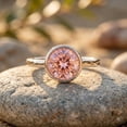 thumbnail image 5 of Rosec Jewels IGI Certified Lab Grown Pink Diamond Engagement Ring 1 Ct - Bezel Set Pink Diamond Ring - Fancy Pink Color and VS1 Clarity, 925 Sterling Silver, US 4.00, 5 of 8