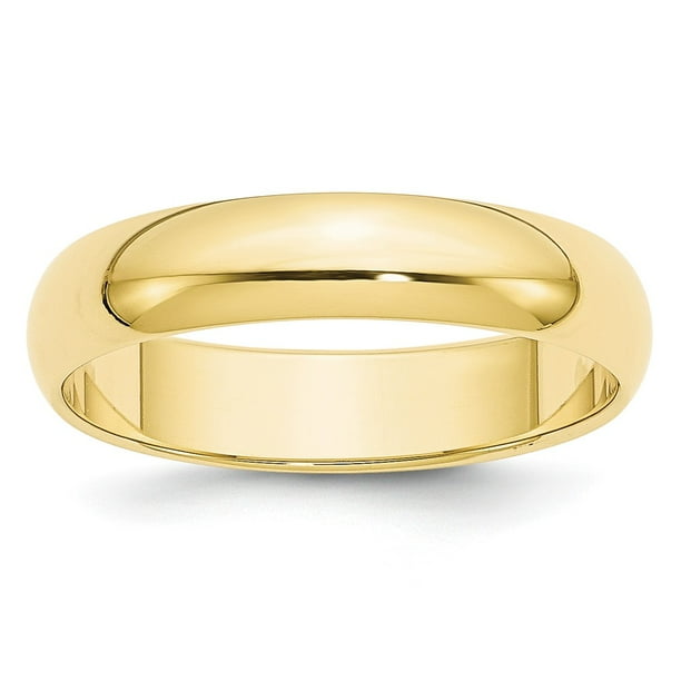 AA Jewels - Solid 10k Yellow Gold 5mm Half Round Wedding Band Size 9.5 ...