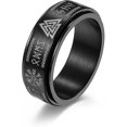 thumbnail image 2 of Anillo de runas vikingas vintage para hombre y mujer, anillo de acero inoxidable nórdico giratorio con forma de triángulo de Odín, amuleto punk, regalo de joyería, 10 B107-98, 2 of 3