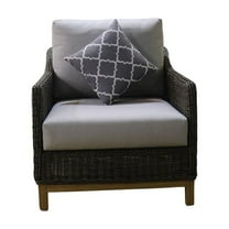 Teva Patio Furniture Napa Brown/Beige Wicker Club Chair with Silver Grey Cushion