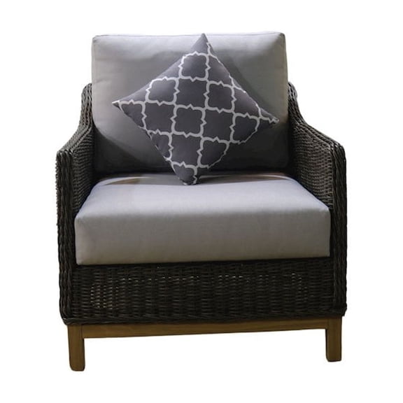 Teva Patio Furniture Napa Brown/Beige Wicker Club Chair with Silver Grey Cushion