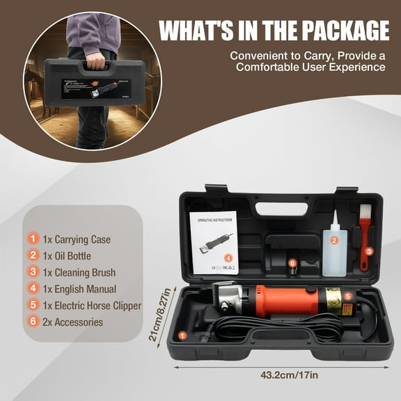 350w Professional Electric Animal Hair Clippers Horse Dog Pet Grooming Trimmer 110V 350W 2400rpm  11.8*2.95*2.64in for Most Horses, Alpacas, Ponies