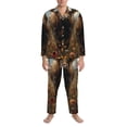 thumbnail image 3 of Cauagu Grassland Sunflower Cow Print Men's Long-Sleeve Pajama Set,Soft Button-Front 2Pjs for Men Long Sleeve Men’s Sleepwear-Medium, 3 of 7