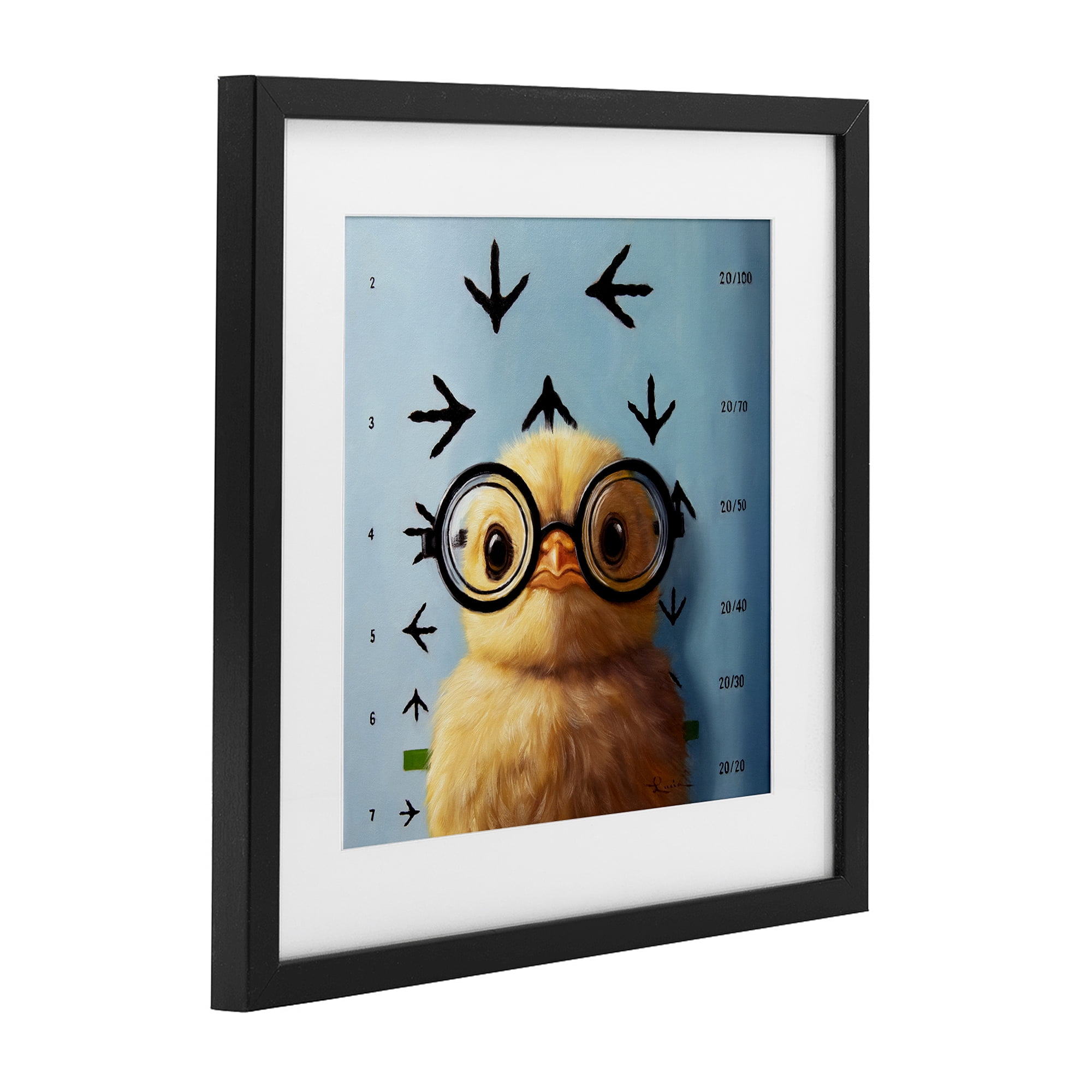 Four Eyes Chick Vision Black Framed Print Under Glass, design by Lucia Heffernan