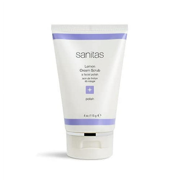 Sanitas Skincare Lemon Cream Scrub, Dual Action Manual Exfoliant, Facial Scrub, Vitamin C, 4 Ounces