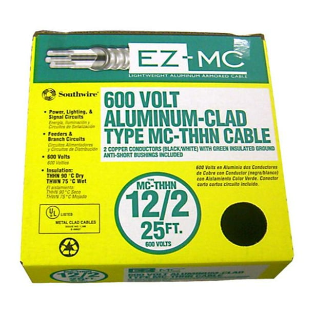 Southwire 68580021 25' 12/2 Type MC Cable Aluminum