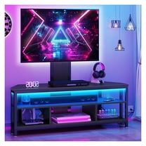 Black TV Stand with Mount, Modern TV Stand for 70/65 inch TV LED Entertainment Center with Adjustable Mount & Power Outlet, TV Console Cabinet, Black