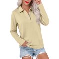 thumbnail image 2 of Hearthz Polo Shirts Women 3 Button Long Sleeve Shirt for Women Relaxed Fit Solid Color Tshirts Shirts for Women Uniform Tops Khaki XXL, 2 of 6