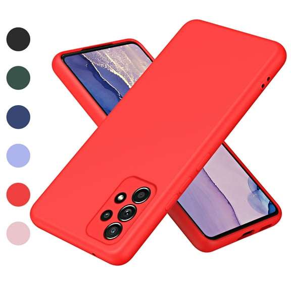 Nalacover Slim Case for Samsung Galaxy A52,Full Body Protection Shockproof Stylish Liquid Smooth TPU Silicone Rubber Anti-drop Wear-resitant Camera Raised Lips Soft Back Phone Cover.Red